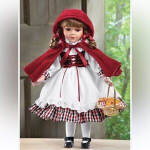 Red and White Fairy Tale Porcelain Doll with Basket